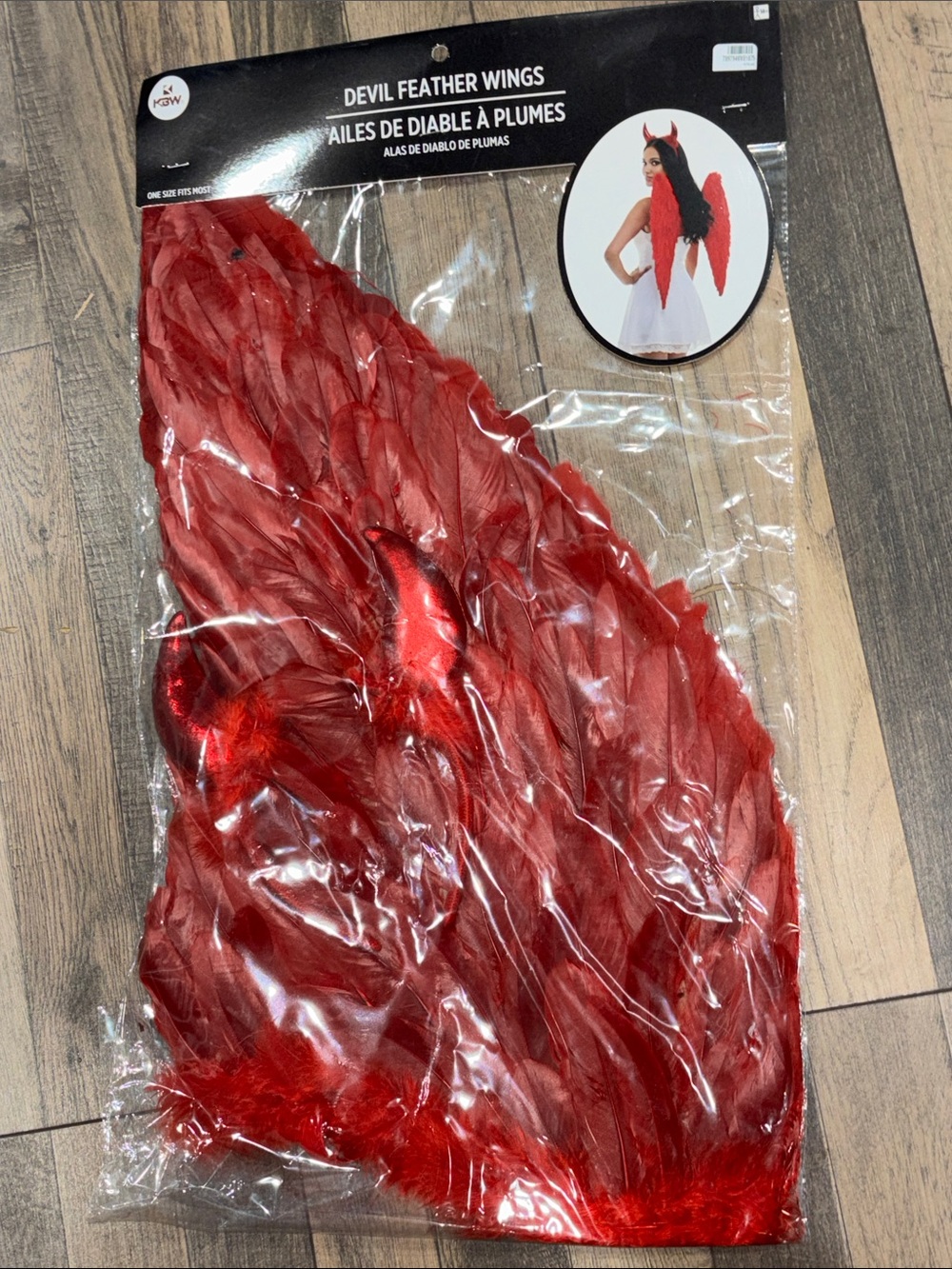 Red Devil Feather Wings + Horns Costume Accessory